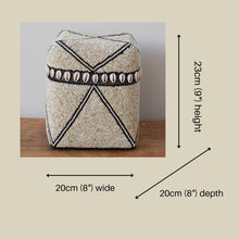 Load image into Gallery viewer, Tribal Beaded Cream and Black Storage Box
