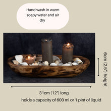 Load image into Gallery viewer, Wooden Dough Bowl Tray for Candle Table Scape 16 oz
