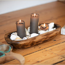 Load image into Gallery viewer, Wooden Dough Bowl Tray for Candle Table Scape 16 oz
