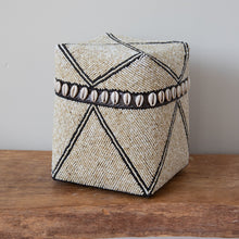 Load image into Gallery viewer, Tribal Beaded Cream and Black Storage Box

