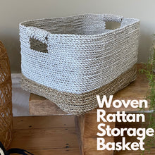 Load image into Gallery viewer, White Dip Rattan Storage Basket – Large Rectangle

