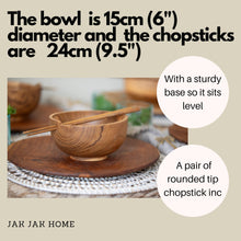 Load image into Gallery viewer, Handmade Teak Ramen Bowl &amp; Chopsticks Set
