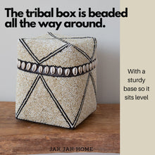 Load image into Gallery viewer, Tribal Beaded Cream and Black Storage Box
