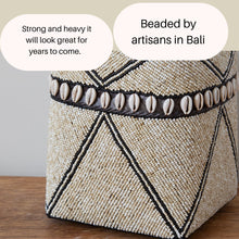 Load image into Gallery viewer, Tribal Beaded Cream and Black Storage Box
