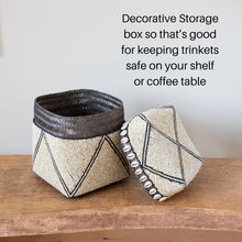 Load image into Gallery viewer, Tribal Beaded Cream and Black Storage Box
