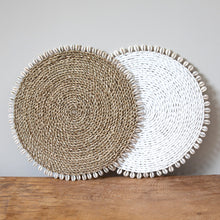 Load image into Gallery viewer, Round Cowrie Shell Wicker Placemat
