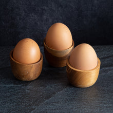Load image into Gallery viewer, Wooden Egg Cup, Wood Egg Cup, Wooden pot, small pot, stacking egg cups, egg cup, van egg cups,  teak egg cups, gift for dad
