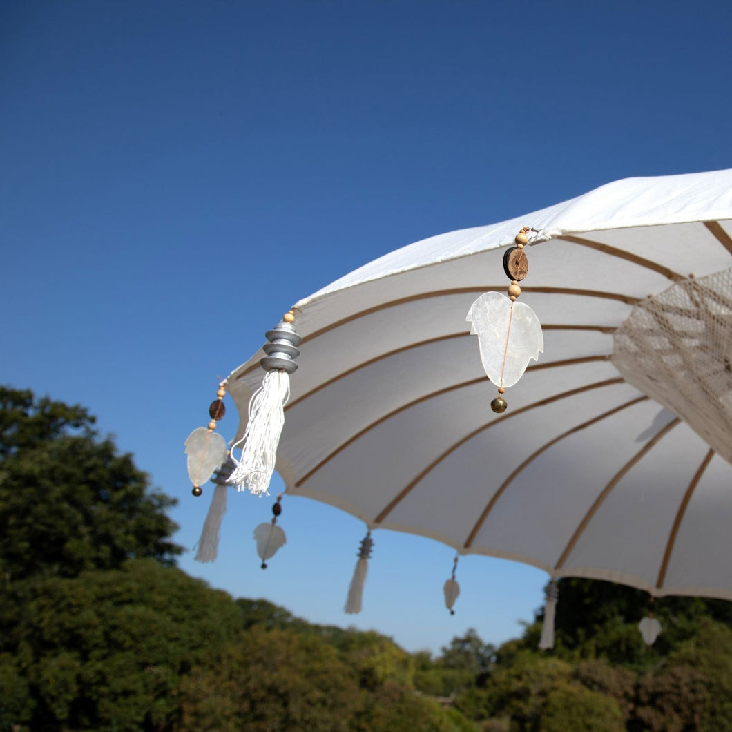 Garden Parasol Umbrella Boho Garden Accessories Ecru White Large Garden Umbrella Table shade for outdoors