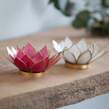 Load image into Gallery viewer, Lotus Flower Capiz Tea Light Holder
