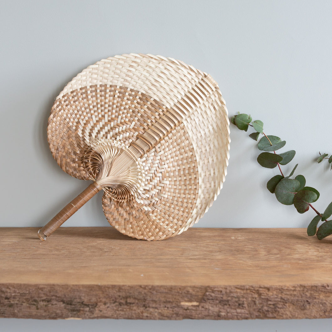 Bamboo Leaf Hand Fan Natural