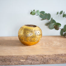 Load image into Gallery viewer, Candle Lantern Coconut Tea light Candle Holder Gold

