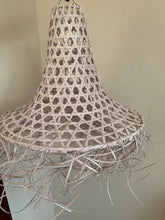 Load image into Gallery viewer, White Straw Wicker Woven Fringe Lampshade
