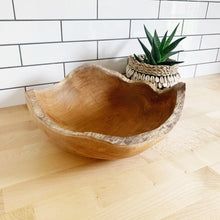 Load image into Gallery viewer, Large Rustic Wooden Bowl Teak
