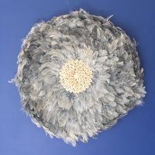Load image into Gallery viewer, Grey Short Feather and Shell Wall Hanging
