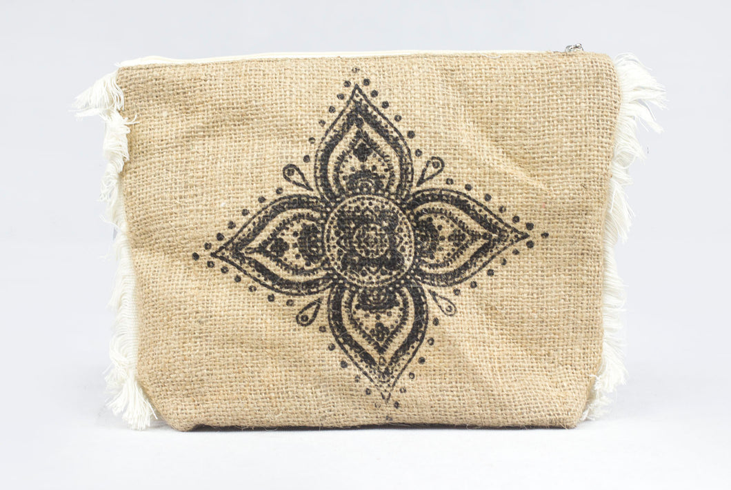 Hessian Mandala Clutch Purse